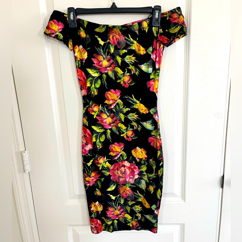 Guess Daliah Foil Off-Shoulder Dress XS